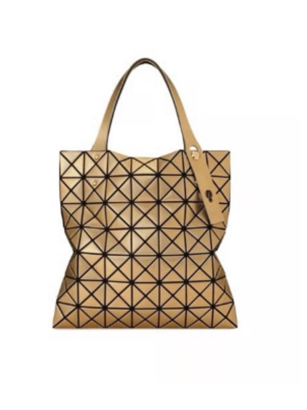 Tan Geometric Panel Tote Bag